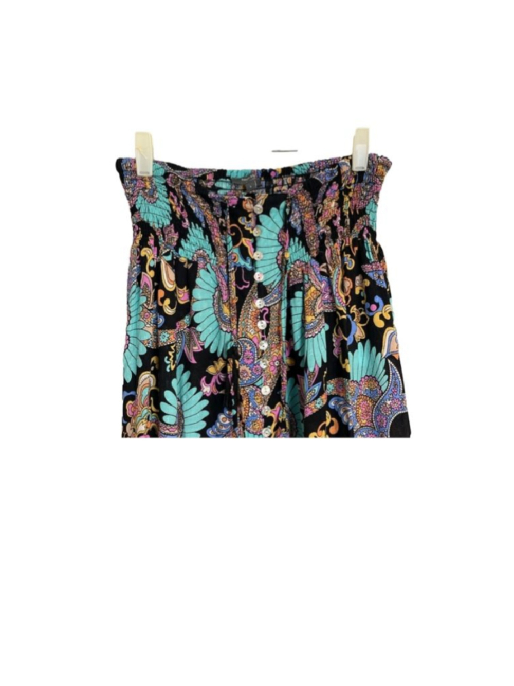 Haute Hippie Maxi Skirt M Black Turquoise Paisley boho Y2K beach flowy - Picture 7 of 9